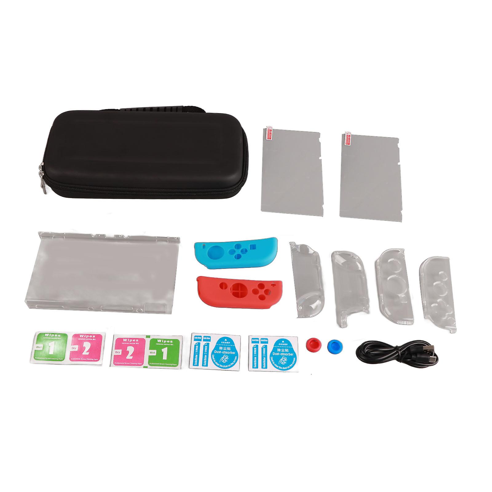 Game Console Protective Case Carrying Storage Bag Set with Screen Protector Thumb Grips Caps for Switch Console