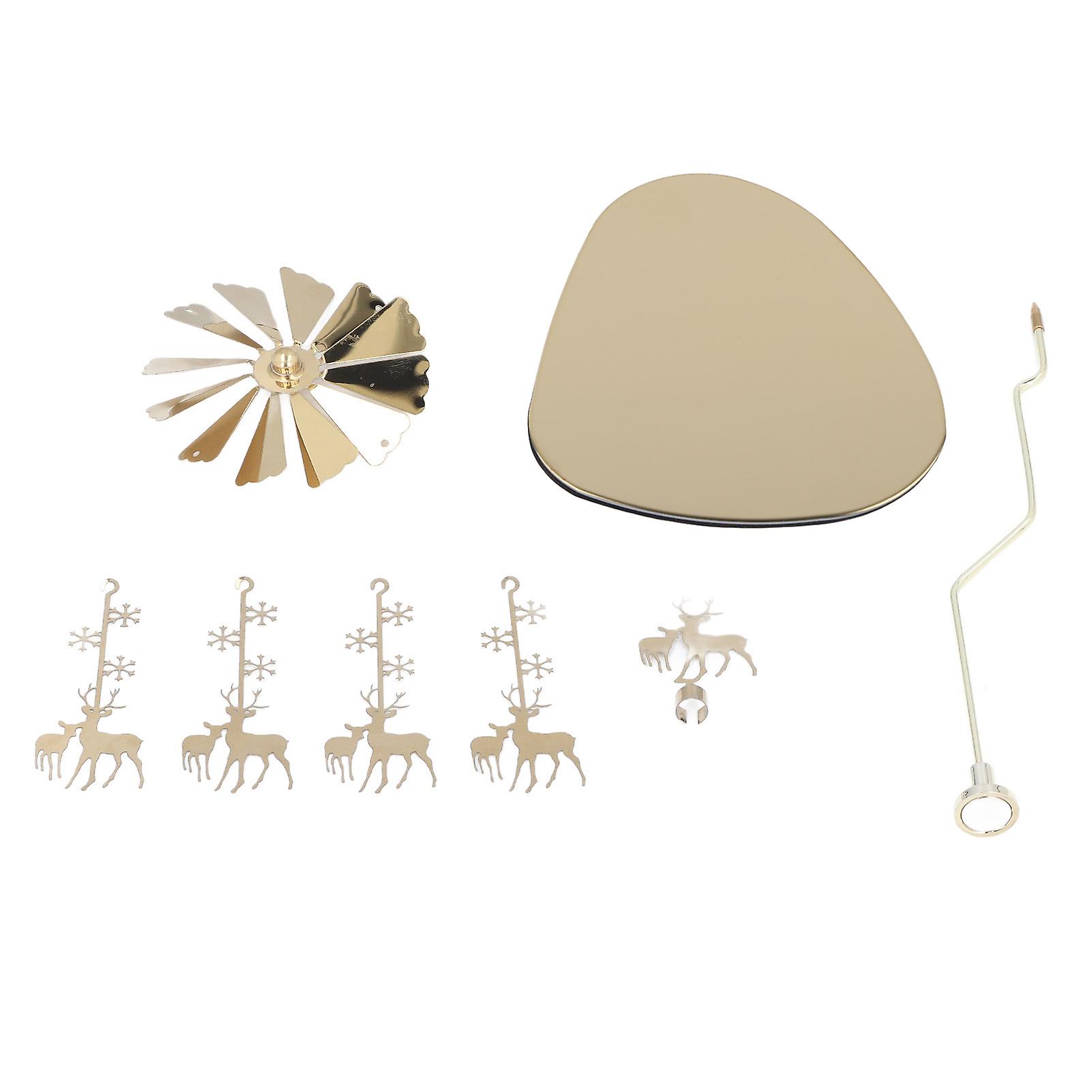 European Style Romantic Stainless Steel Round Triangle Candle Holder Rotating Aromatherapy Wind Chime Candlestick Snowflake Deer
