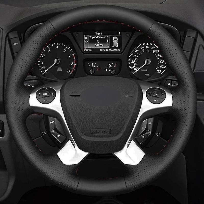 Custom Steering LTD Black Leather Steering Wheel Cover For Ford Transit Connect (2014+) – Black Stitch, UK Made