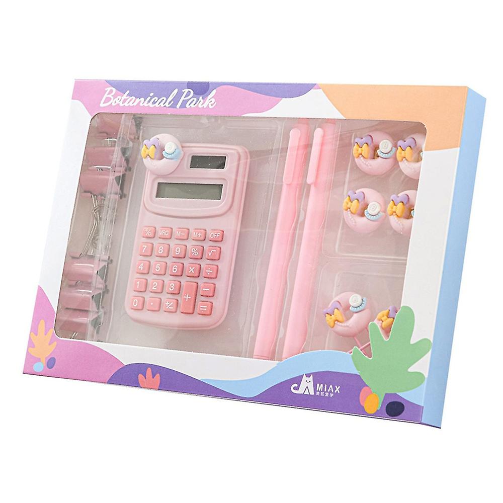 Basic Calculator Desk Supplies Cute Stationary Comes with Long Tail Paper Clamp & Pens & Bookmark &