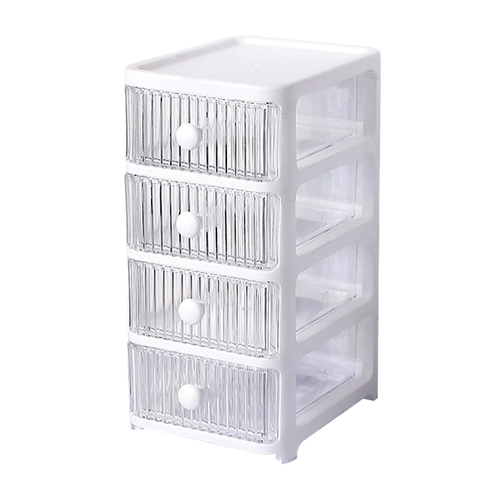 Desktop Storage Box with 4 Drawers Multi Layer Transparent Stackable Desk Organizer for Home Office Bedroom Multifunctional Storage