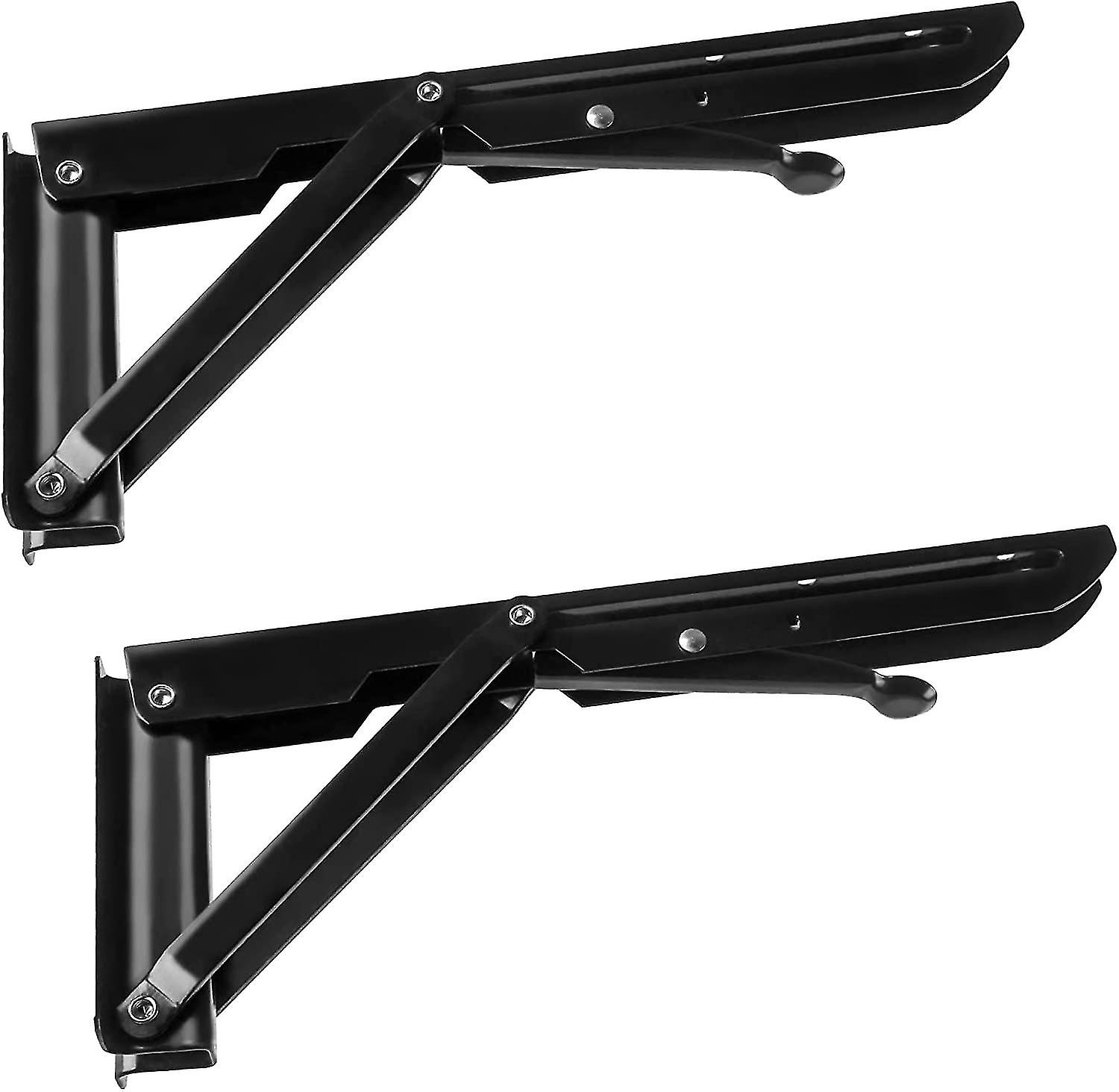 Folding Shelf Brackets, Heavy Duty Stainless Steel Collapsible Triangle Shelf Bracket, 2 Pcs Folding
