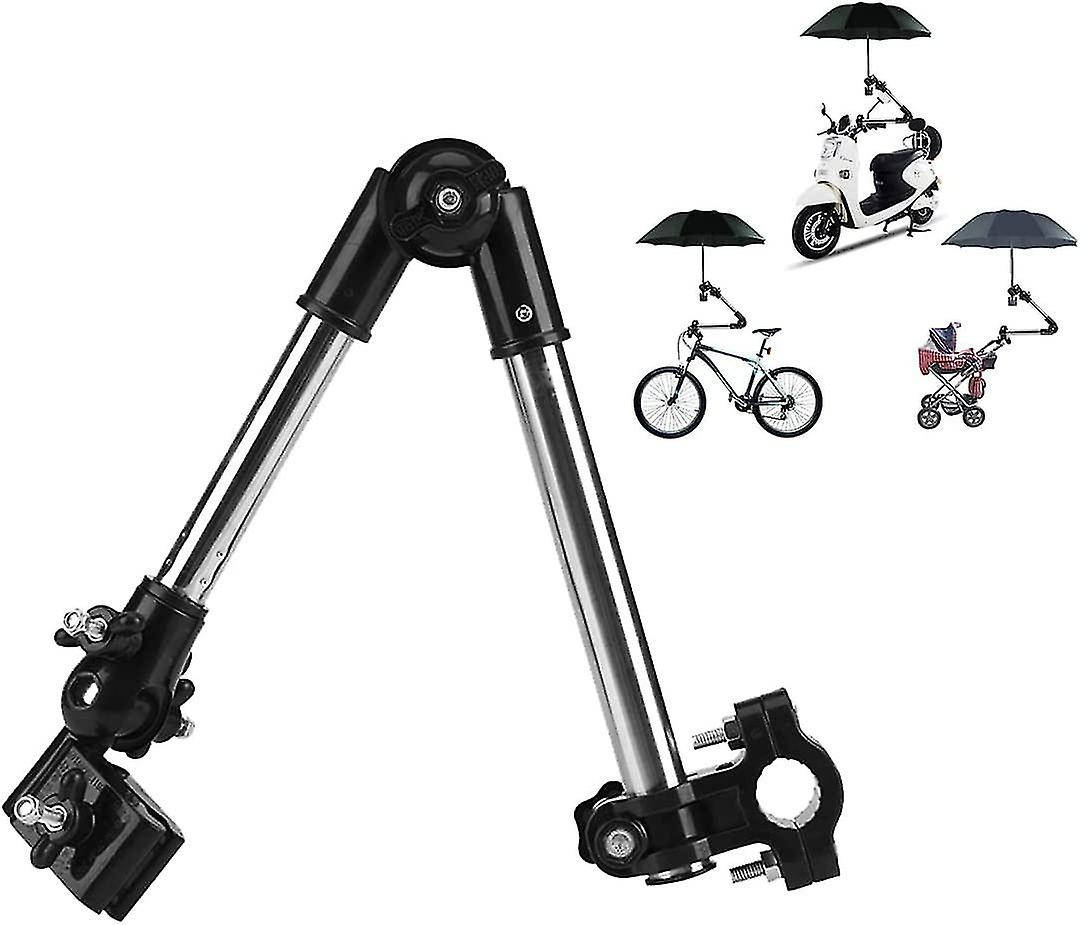 Adjustable Umbrella Holder, 360 Scalable Baby Frame Stainless Steel Elastic Connector For Wheelchairs (black)