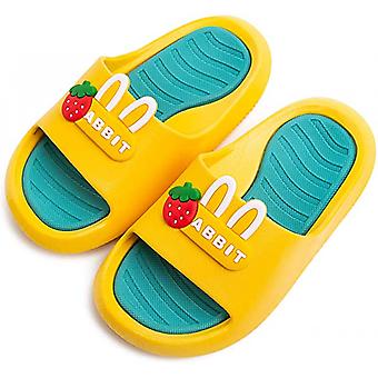 Veeki Kids Summer Sandals Non-Slip Boy Girl Slide Lightweight Beach Water Shoes Shower Pool Slippers----Dark Yellow26-27