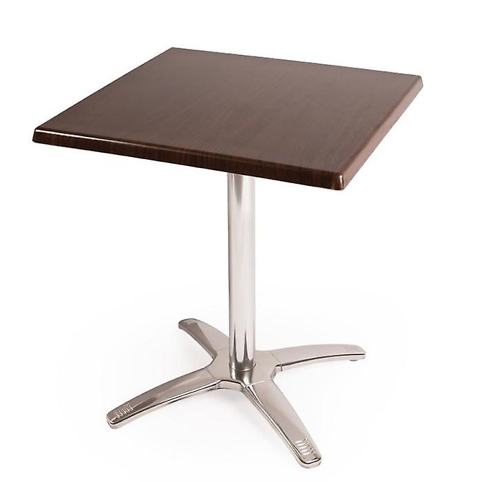 Pinko Square Dark Brown Outdoor Table Top Base Chrome Frame