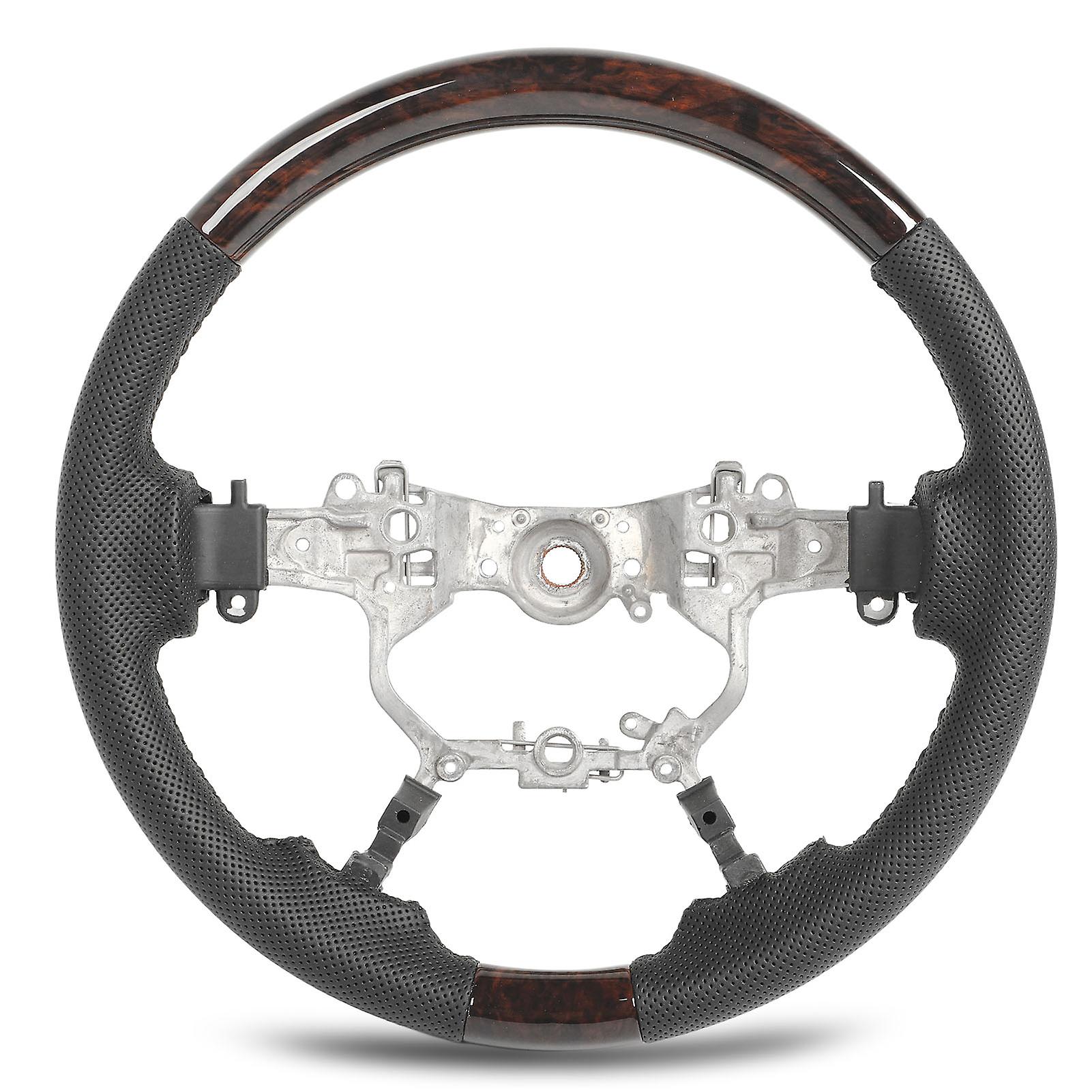 Hydro Dip Steering Wheel Perforated Leather Replacement For Land Cruiser J200 Facelift 2016 to 2021 Wood Grain