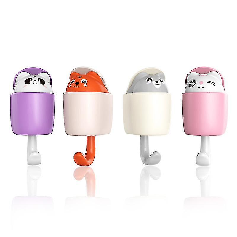 Household Hook Adhesive Cute Animals Easy Installation 4 Pieces Pack