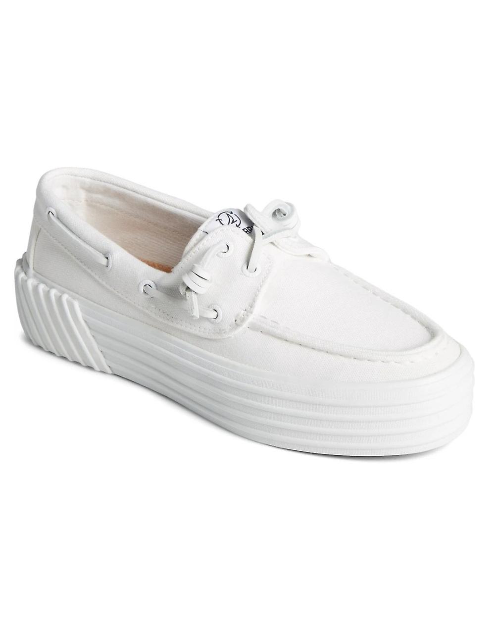 Damesko Sperry Bahama Platform Hvidt lærred