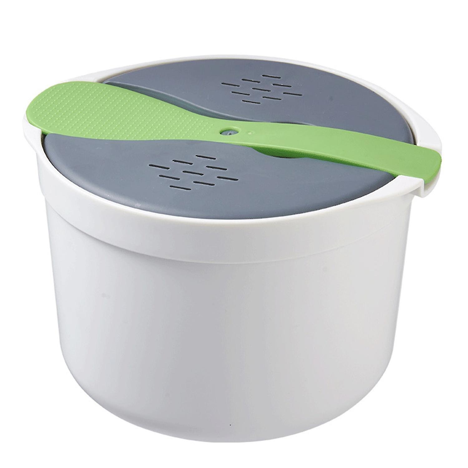 1 Set 2L Rice Steaming Pot Food Contact Grade Easy to Clean Office Worker Portable Microwave Rice