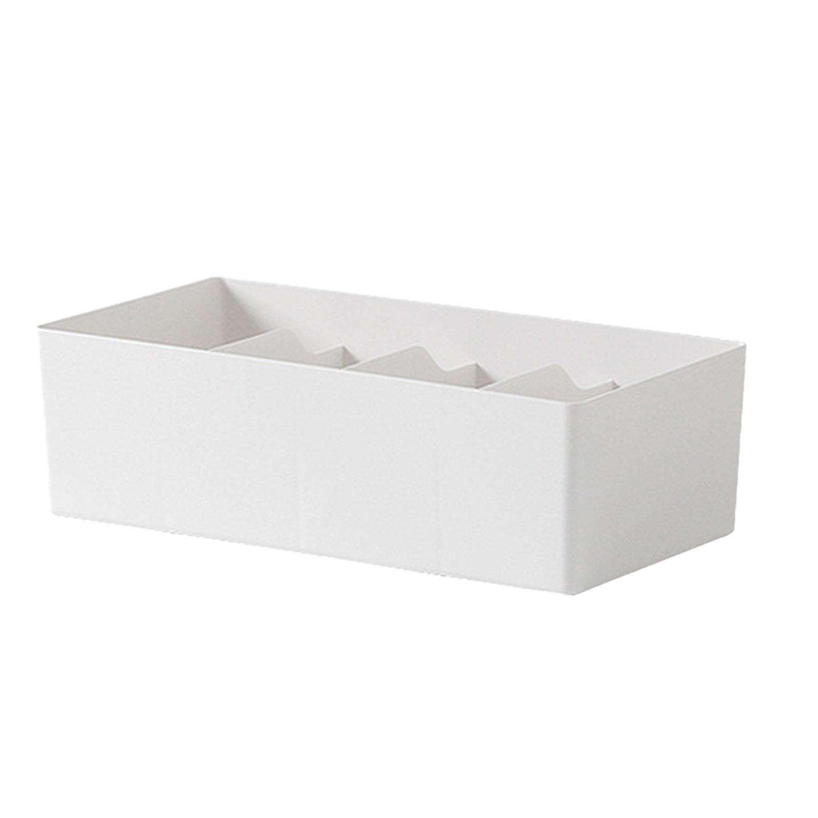 Underwear Drawer Organizer Plastic Socks Storage Box Stackable Divided Underwear Organzier Box for Closet 4 Compartments