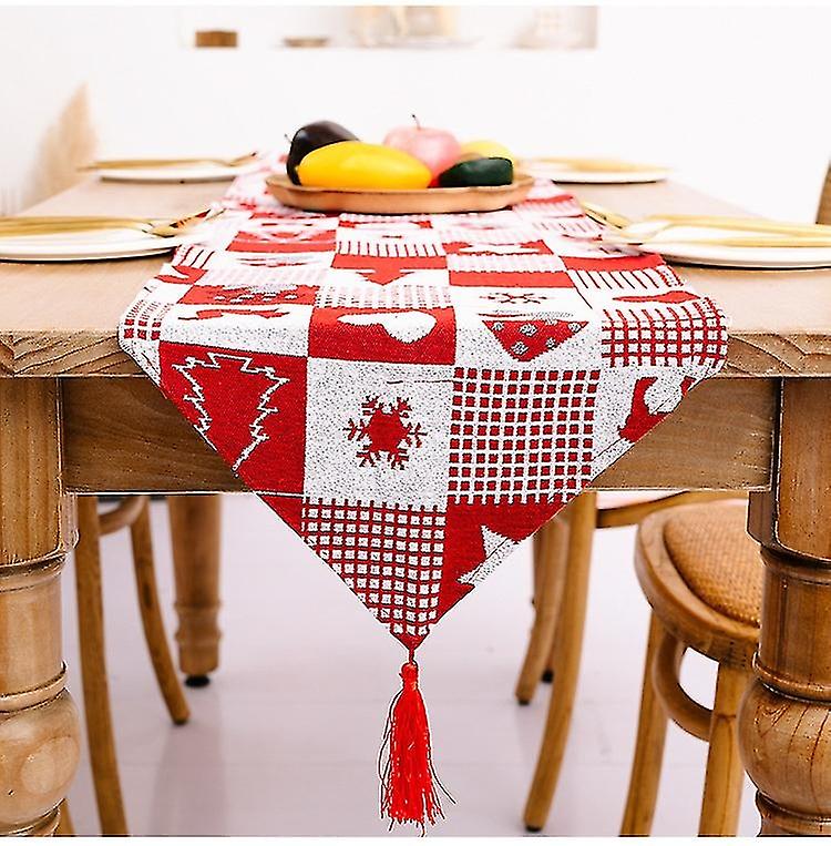 Rectangular Christmas Tablecloth Polyester 35*180m Christmas Tree Patterns for Christmas Table Decor