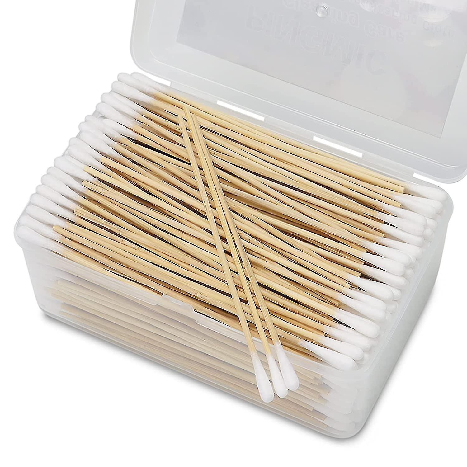 500 Pcs Long Cotton Swab With Bamboo Handle In Storage Box