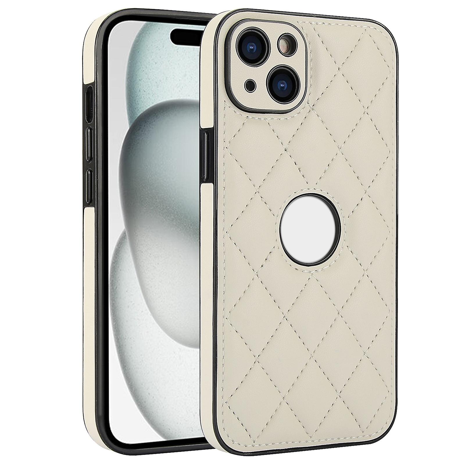 For iPhone 14 Plus Rhombic Leather Back Cover Phone Case