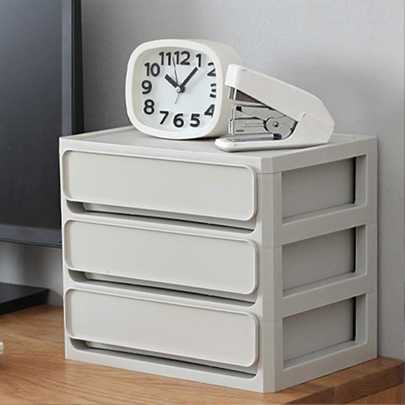 Storage Drawer Multi Layers Stackable Dustproof Desktop Storage Box Organizer for Student Dormitory Home Cosmetics 3 Layers White