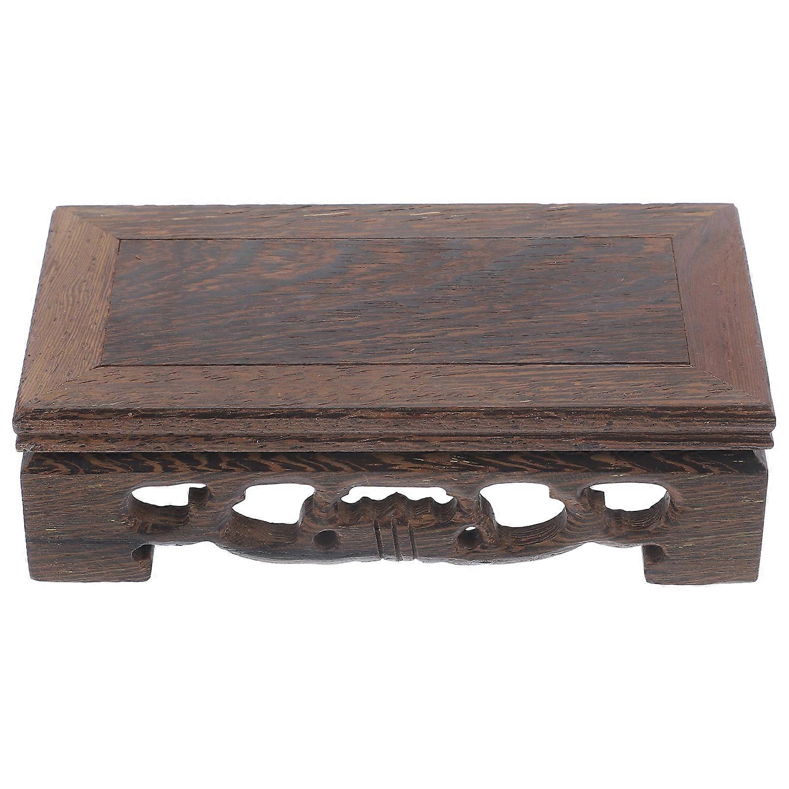 Exquisitely Carving Wooden Storage Rack Household Bonsai Ornament Display Stand Square Displaying Pedestal