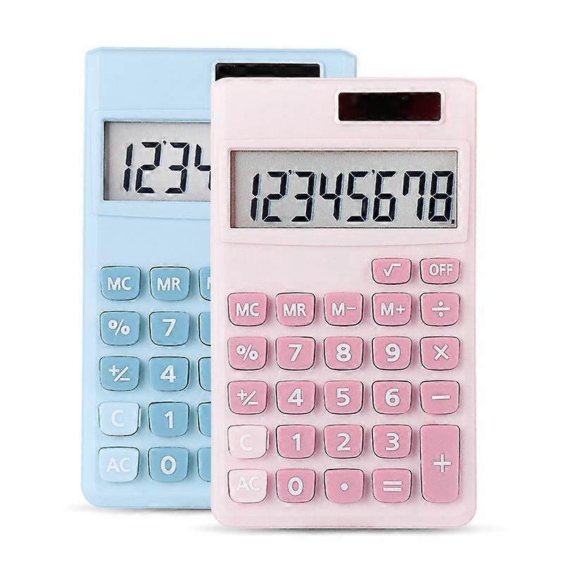 2 Pieces Basic Standard Calculators Mini Digital Desktop Calculator with 8-Digit LCD Display(Blue, Pink)