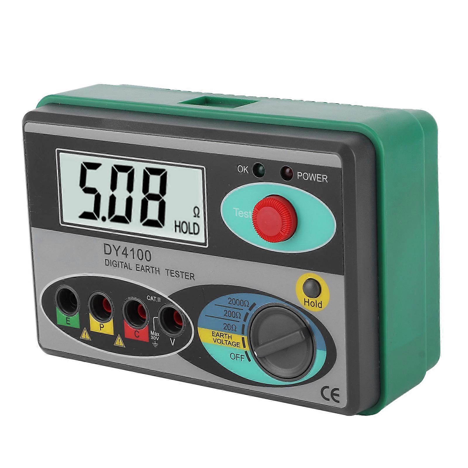 LCD Digital Earth Ground Resistance Meter High Accuracy with LED Indicator Inspection Tool E2U311