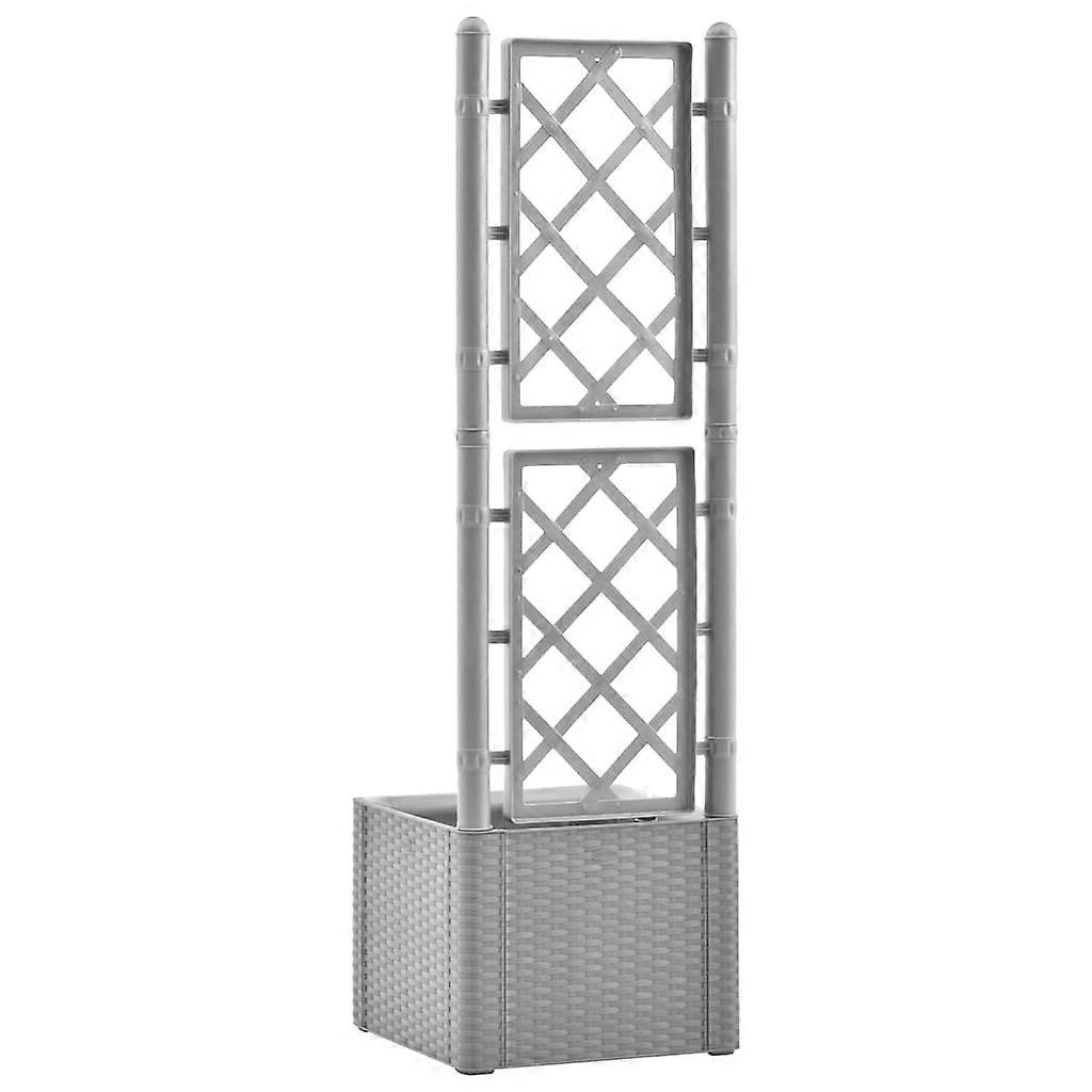 Garden Raised Bed with Trellis and Self Watering System Grey NO.5803