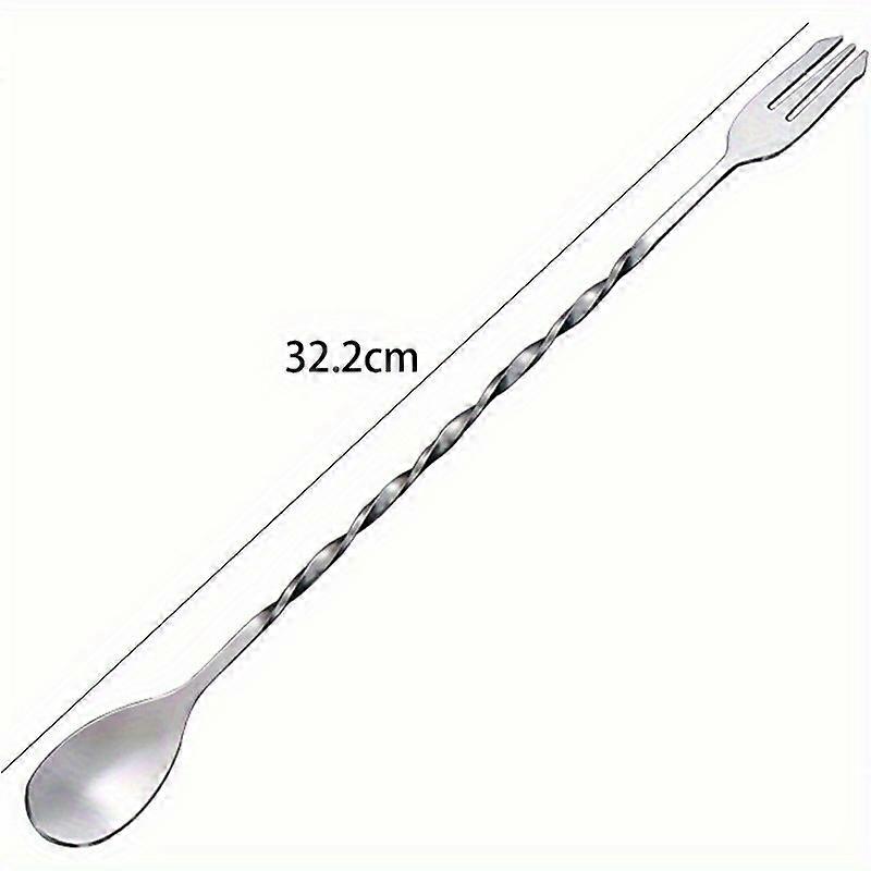 バースプーンカクテルミキシングスプーン - カッテカクテルスプーンロングハンドル12.7インチ、ステンレス製ドリンクスターラーカクテルスターラー、トライデントチップ付き、ロン