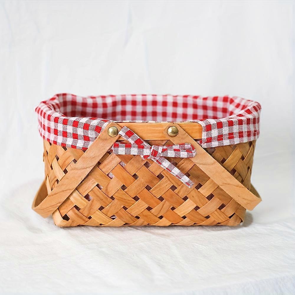 "Chic Crafted" Elegant Wooden Picnic Basket With Double Folding Handles - Perfect For Storage & Outdoor Use