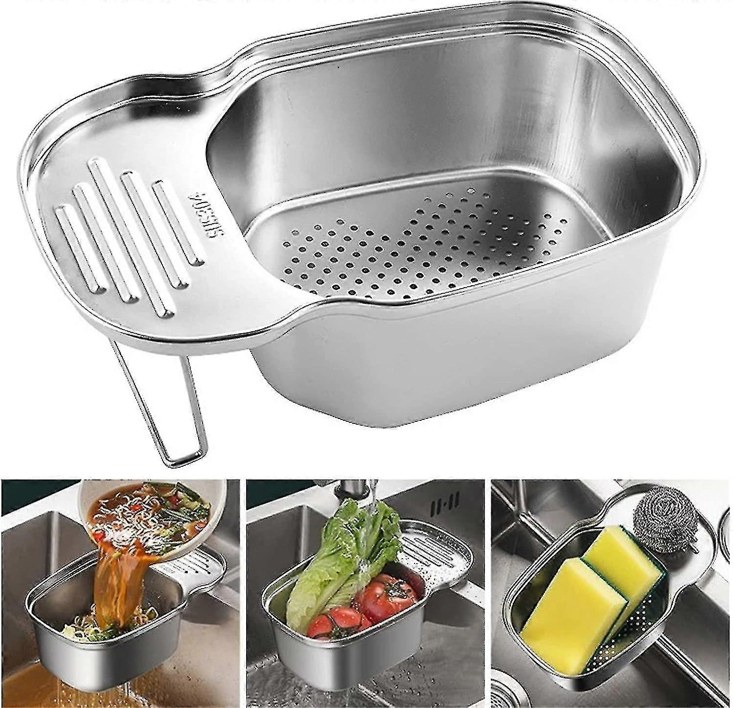 Kjøkkenvaskefilterkurv, flerbruks hjørnefilter matfanger rester søppeloppbevaring, avløpskurv i rustfritt stål