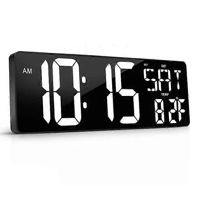 16.5-Inch Perpetual Calendar Wall Clock - Large Screen With Temperature, Date, Week Display. Led Digital Multi-function With Remote