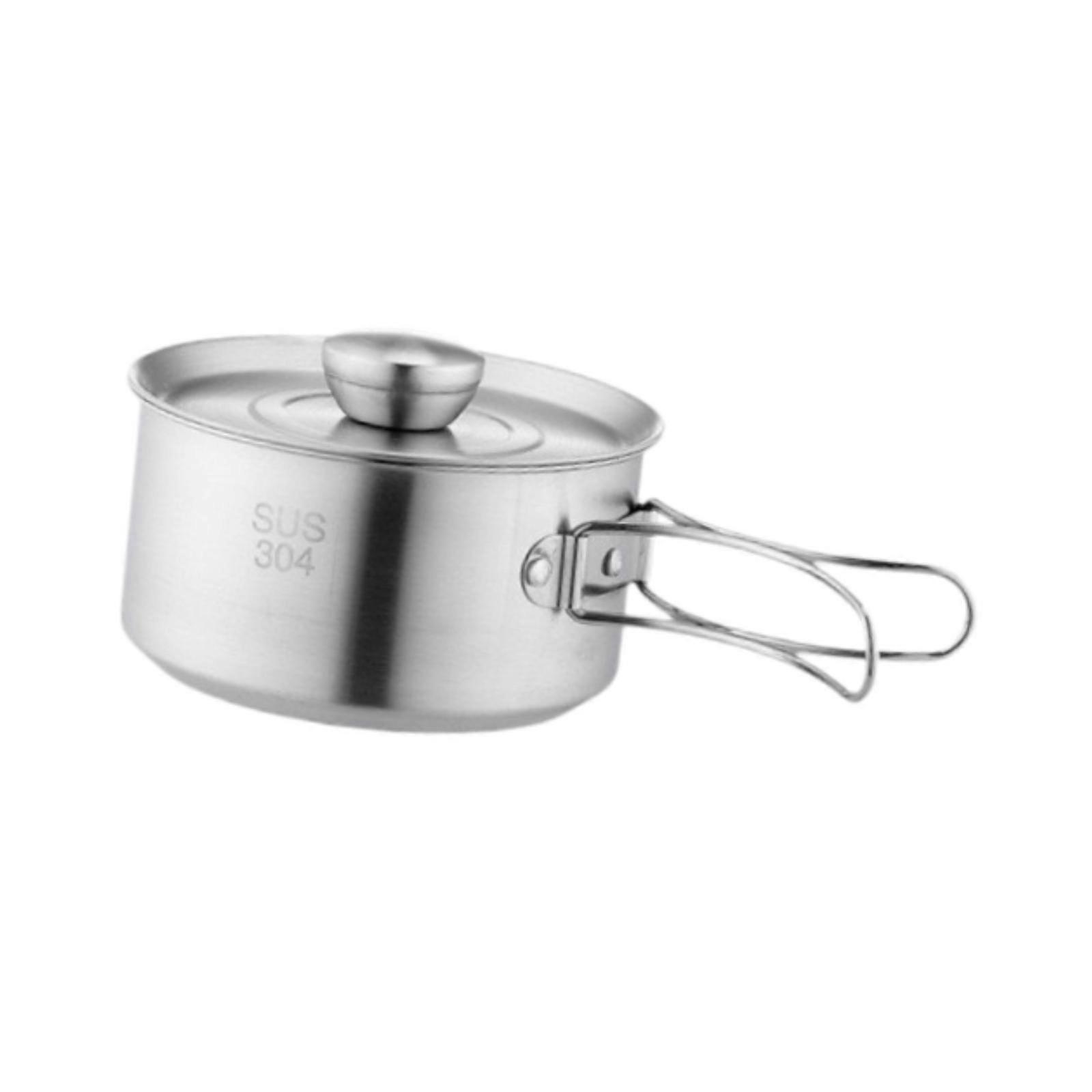 Kitchen Utensil Foldable Handle Stockpot with Lid for Picnics Hiking Fishing 1600ML