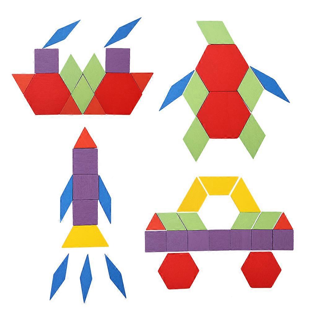 155Pcs Wooden Geometry Shape Tangram Children Building Blocks Puzzle Educational Game Toy