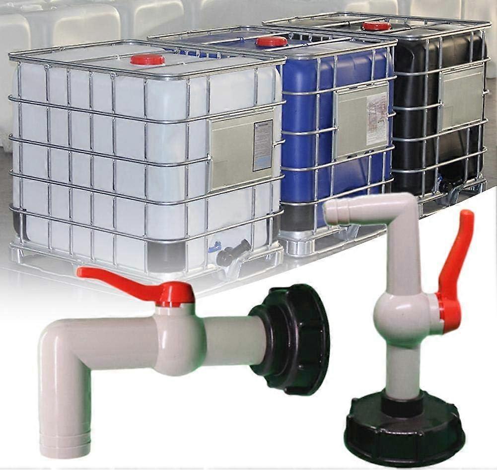90 graders IBC-tankadapter S60X6 kranventil, Ton fatfog kranmontering Tapp ton fatmonteringsadapter, för regnvattenuppsamlare Montering Utloppsfitti