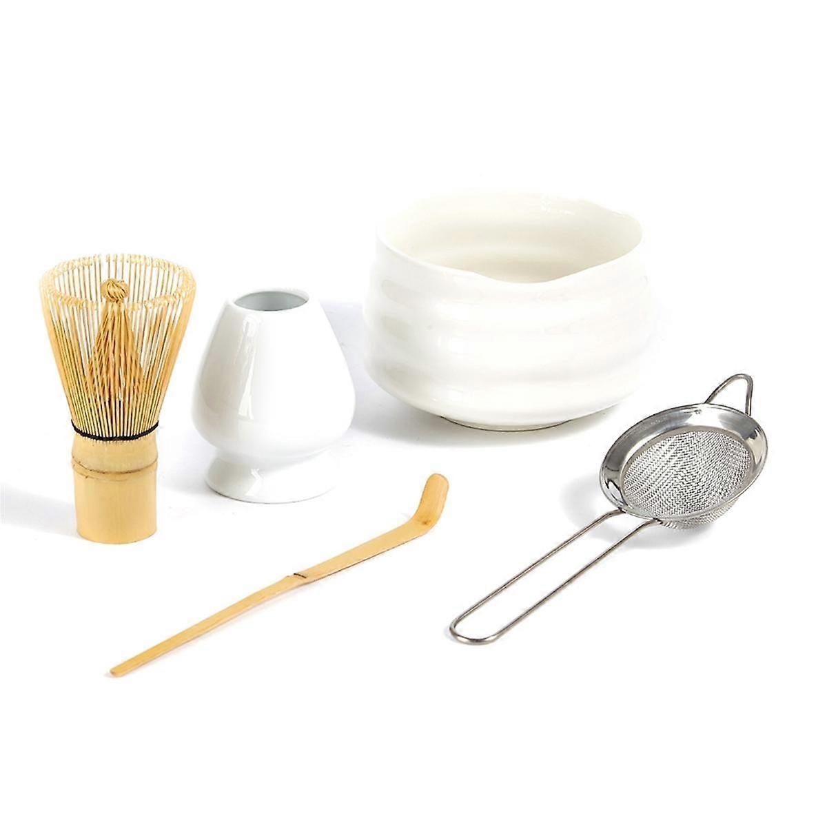 5PC Handmade Home Matcha Tea Set Tool Stand Kit Matcha Bowl Whisk Tea Scoop Tea Whisk Whisk Holder Chazhen Stand FunnelA