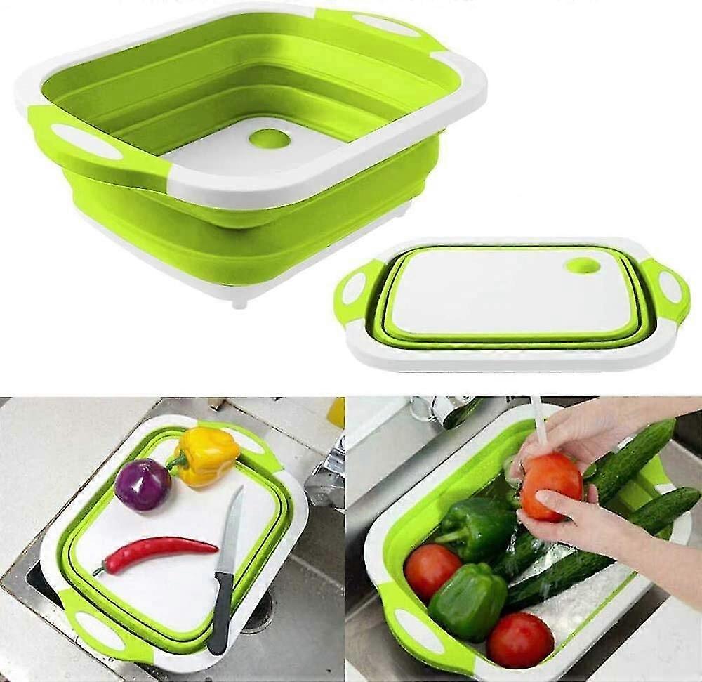 Collapsible Cutting Board,multifunctional Chopping Board With Colander, Foldable Storage Basket