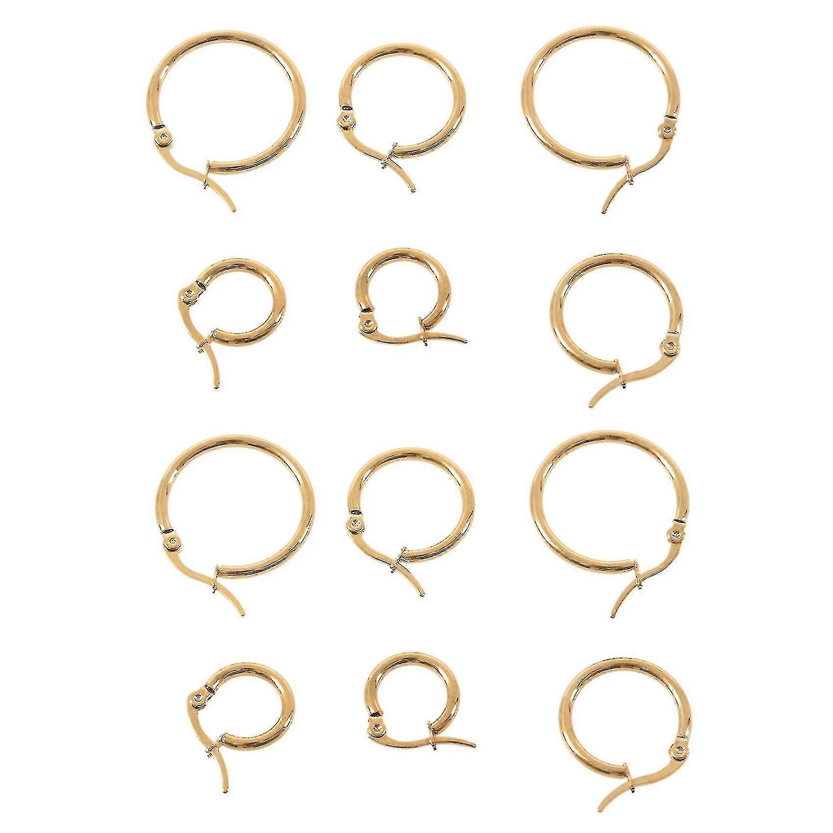 2024 3 Pares 15mm 20mm 25mm Acero Inoxidable Pendientes Conjunto Oro