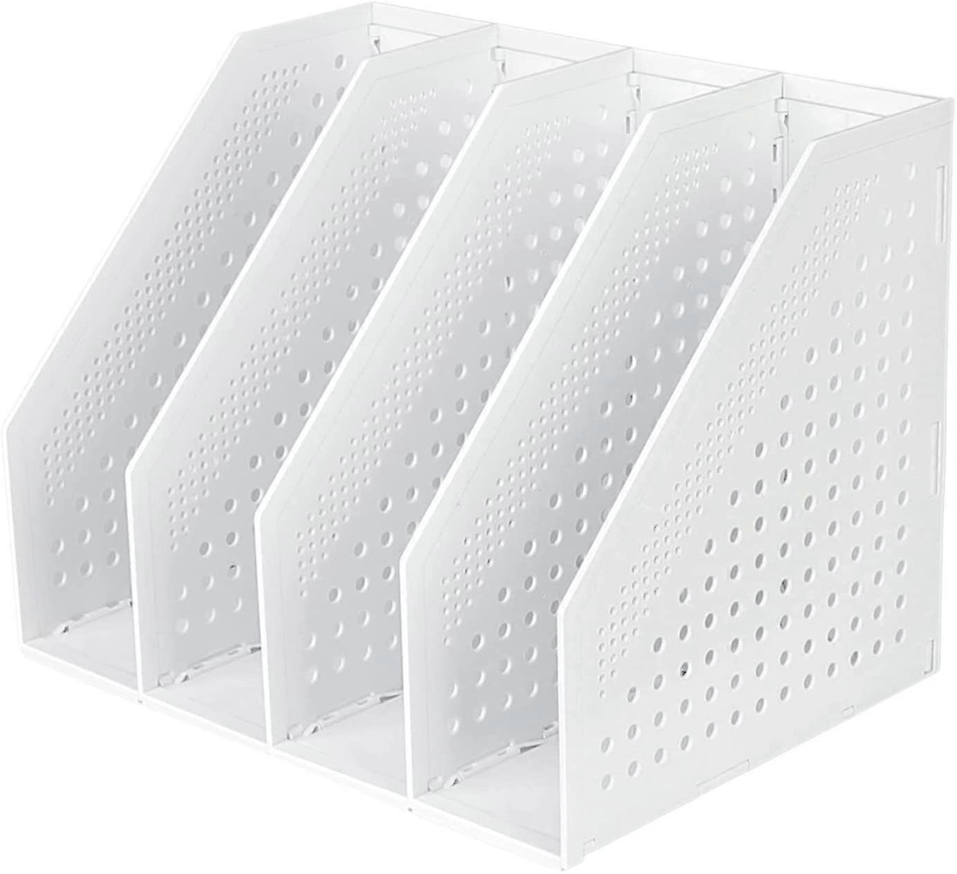 Foldable Magazine Rack 4 Compartments Adjustable Storage Box Desk Organizer Bookends Document Holder File Folder Magazine Book Filing Module File Lock