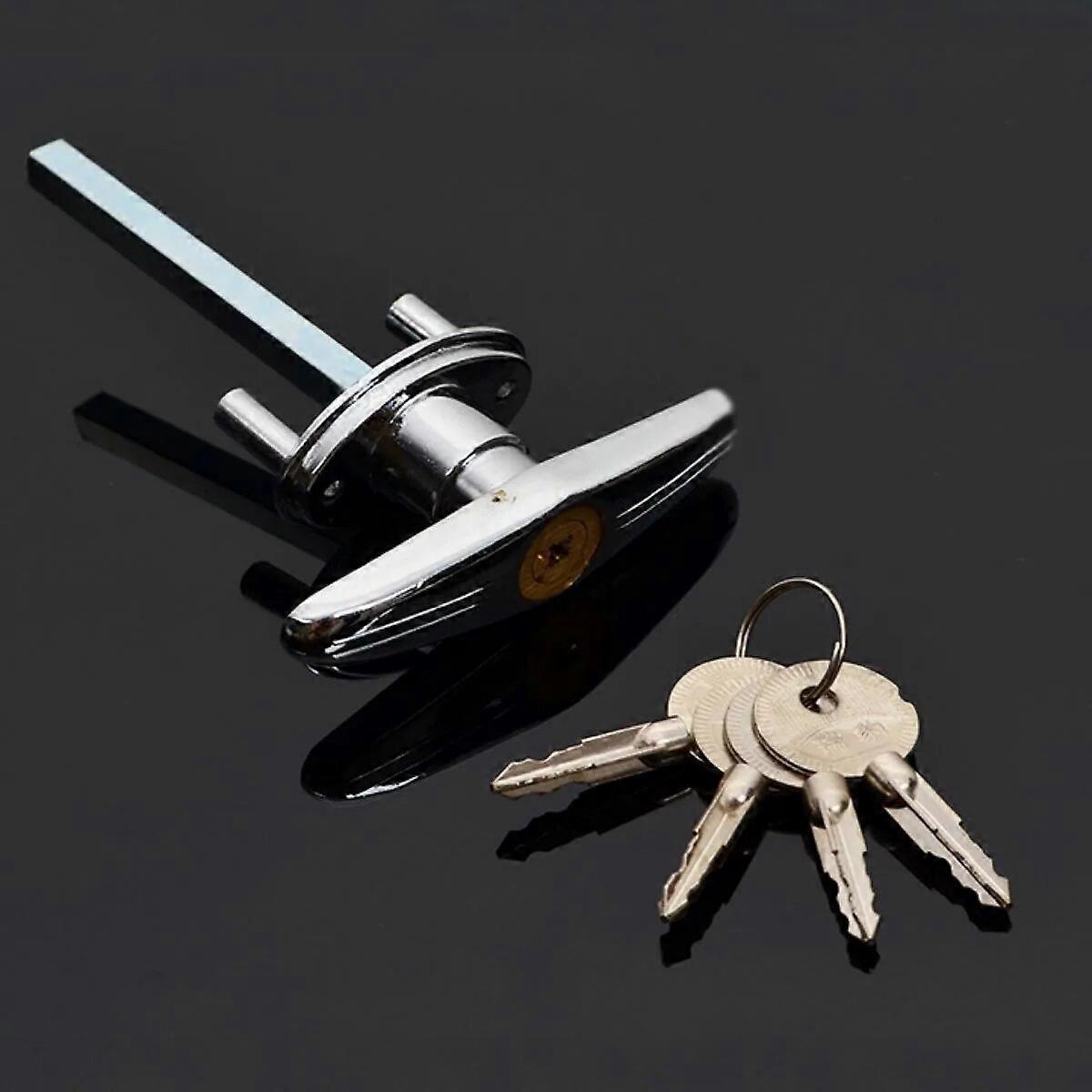 Garage Door Opener T Lock Handle with 2/4 keys Secure For Caravans & Trailers