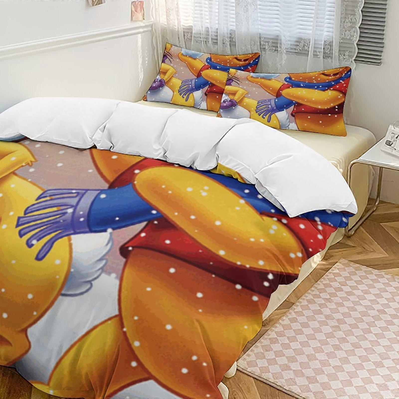 v183 Winnie The Pooh 3-Piece Twin Bed Set - Includes 1 Single Comforter And 2 Pillowcases Bedding - Fade Resistant Microfiber - Winnie The Pooh io183