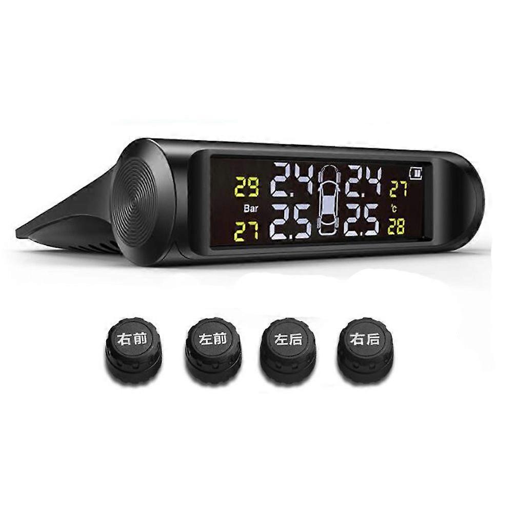 Smart Internal Car TPMS Tyre Pressure Monitoring System Solar Power Digital LCD Display Auto Security External