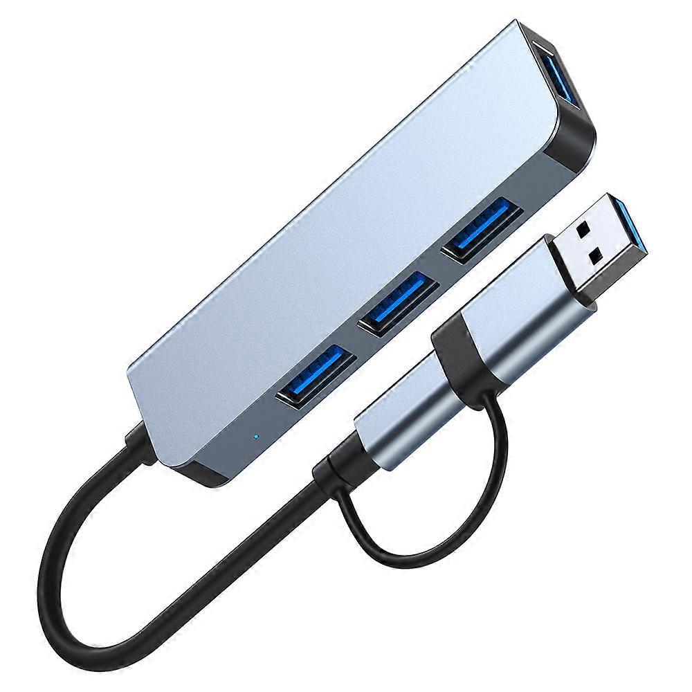 Type C to USB Hub 4-in-1 Docking Station USB3.0 5gbps and 3 USB2.0 4 Ports Ultra Slim USB Splitter Plug and Play Compatible with MacBook Pro/Air Surf