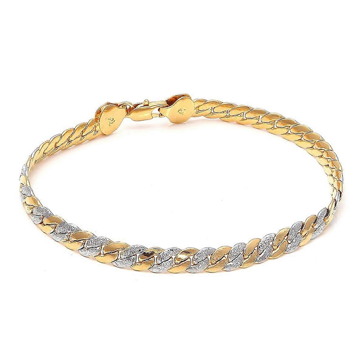 14K Yellow Gold Bracelet Two Tone Serpentine Chain Men Women