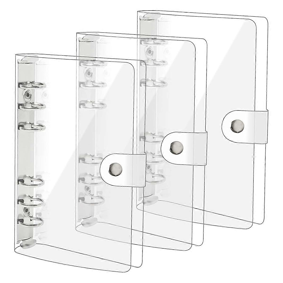 3 Pack A6 Transparent Soft PVC 6 Ring Binder Cover Clear Binder Notebook Cover A6 Binder for Refill