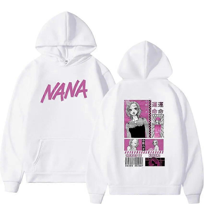 Japanischer Anime Nana Osaki Hachi Komatsu Kapuzenpullover Schwarz Steine Band Manga Sweatshirts Männer Damenmode Pullover Y2k Streetwear Weiß