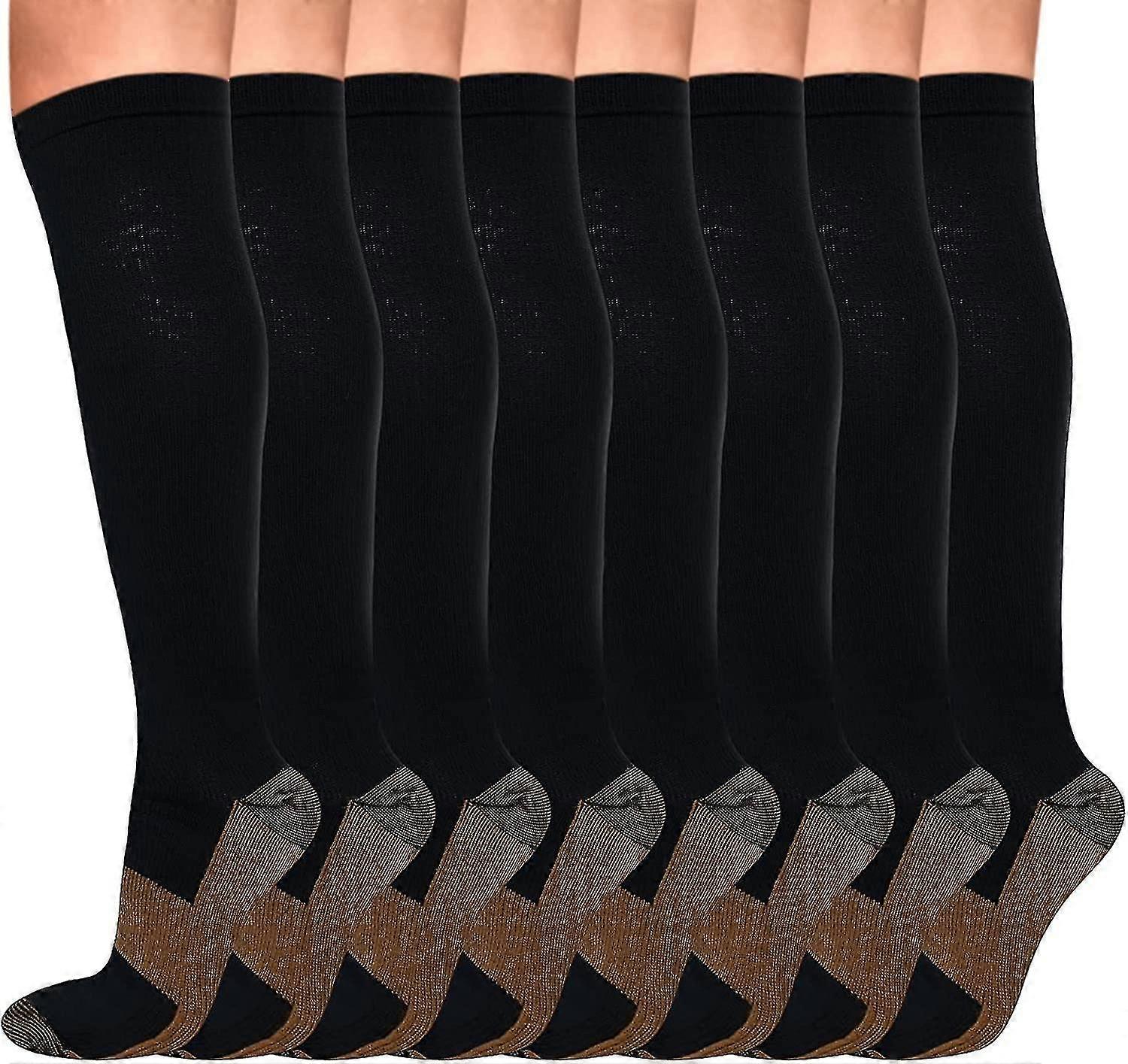 8 Pairs Copper Compression Socks For Women & Men Circulation
