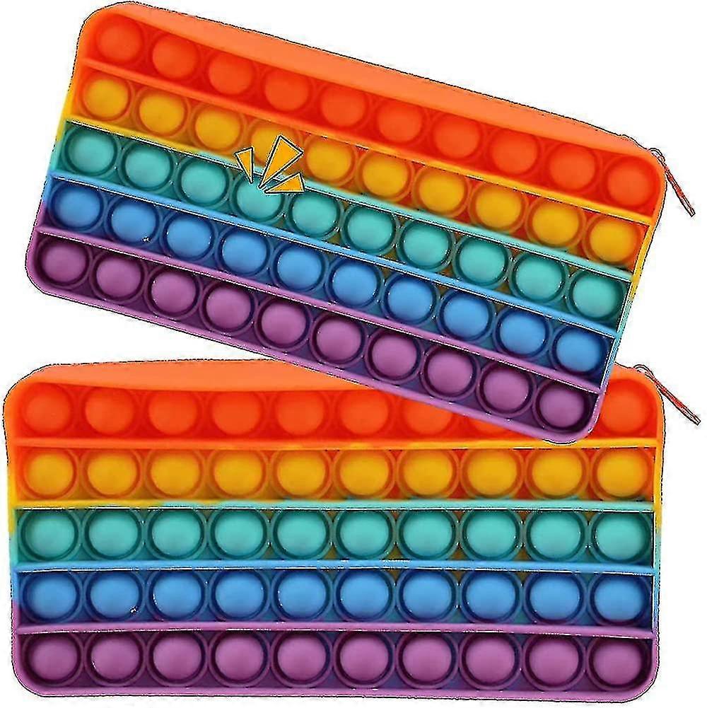Large Pop Pencil Case - Cute Push Poppets Fidget Toy Bag, Silicone Anxiety Relief Simple