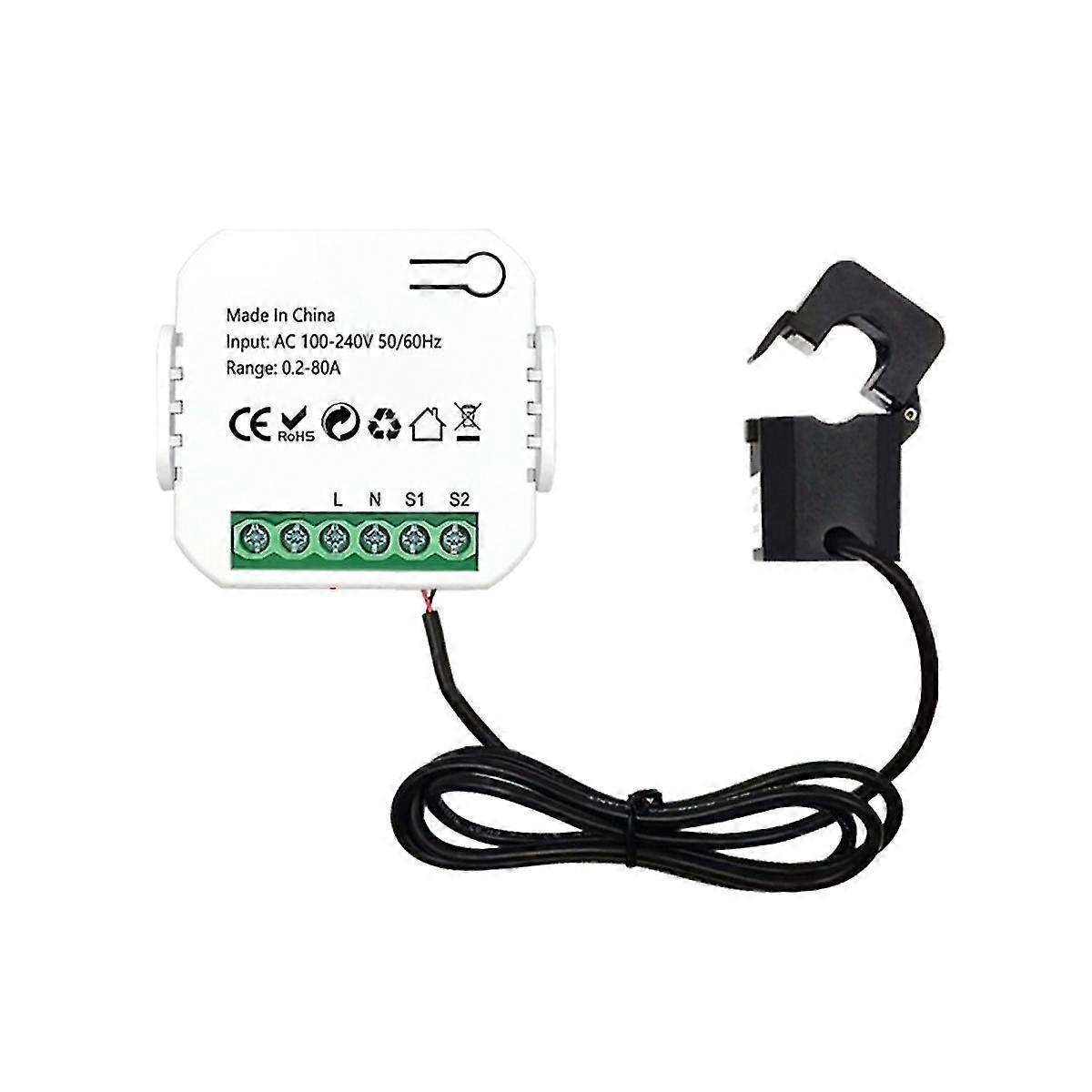 Tuya Smart Life wifi מד אנרגיה 80a עם שנאי נוכחי מהדק קוט"ש חשמל צג חשמל