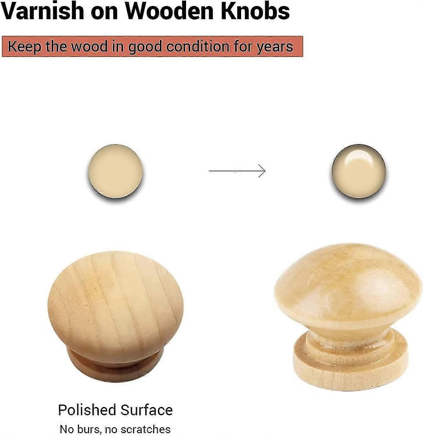 12pcs Wooden Door Knobs, Natural Cabinet Knobs With Screws, Round Vintage Drawer Acsergery Gift