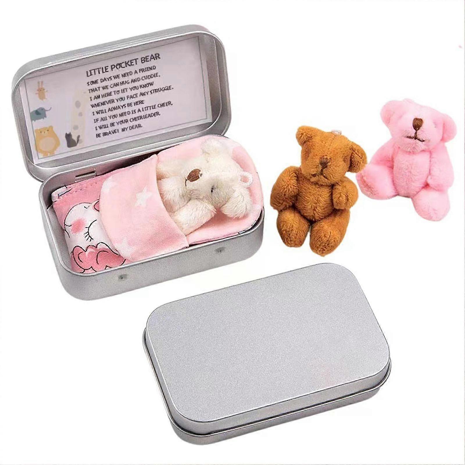 Little Pocket Bear Tin Cute Relieve Stress Adorable Small Little Pocket Bear Tin Dark Brown