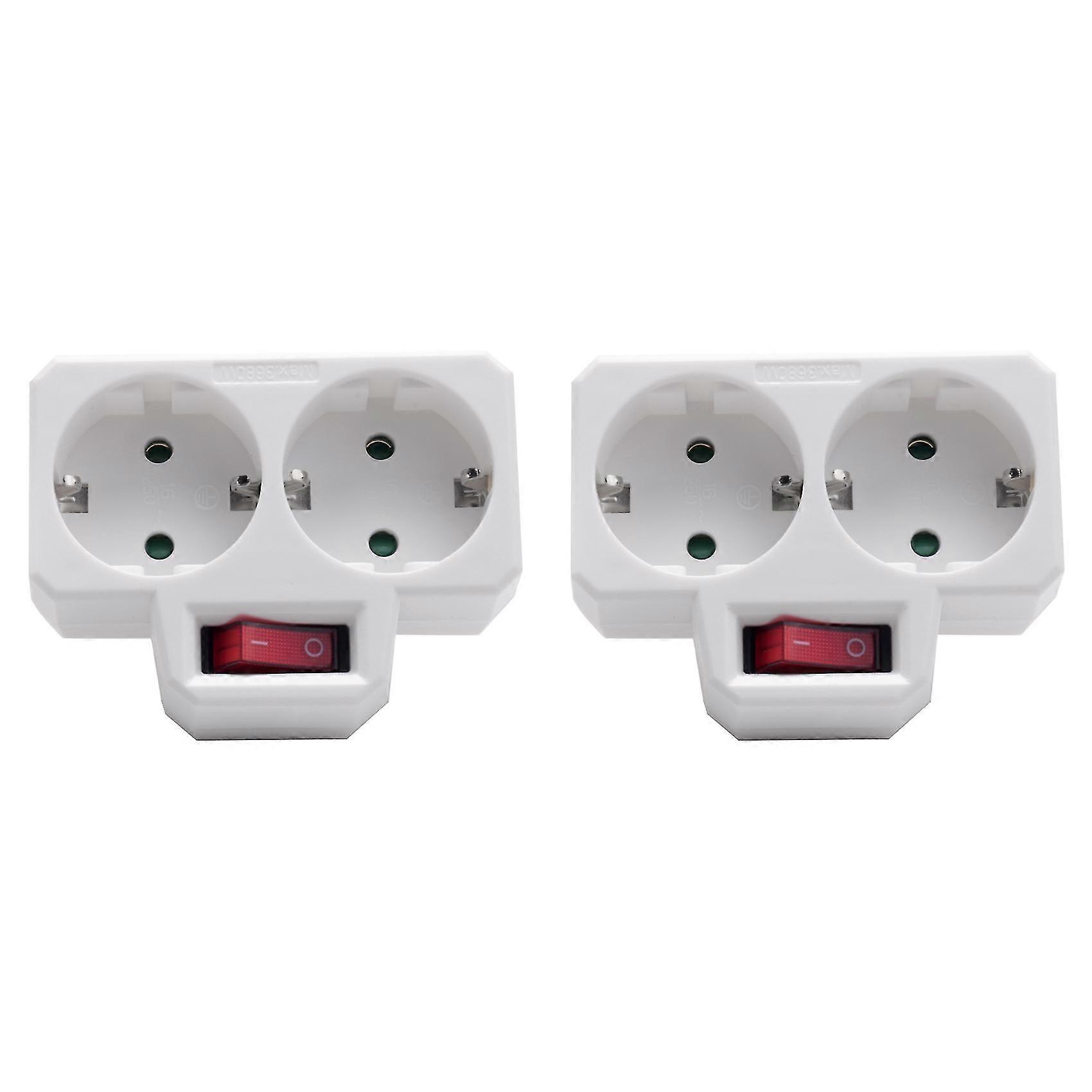 Socket Adapter, Double Plug for Socket, Double Socket with Switch 3800W for Office, Home or Travel, EU Plug (2 Pack)
