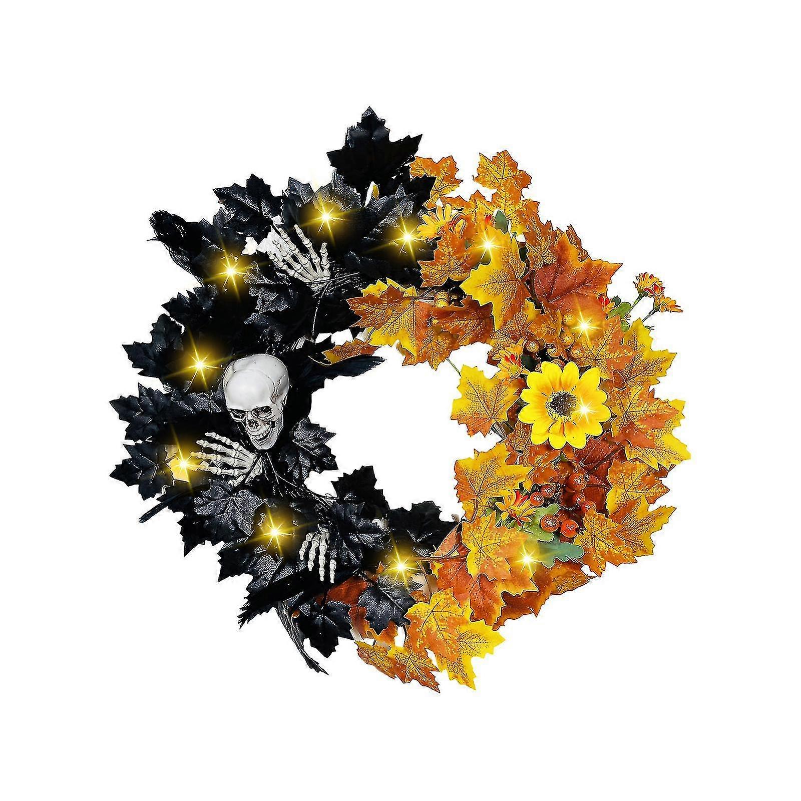 Decoration Pumpkin Halloween Garland Rattan Berry Window Wall Door Hanging Ghost Home Bar Maple Leaf