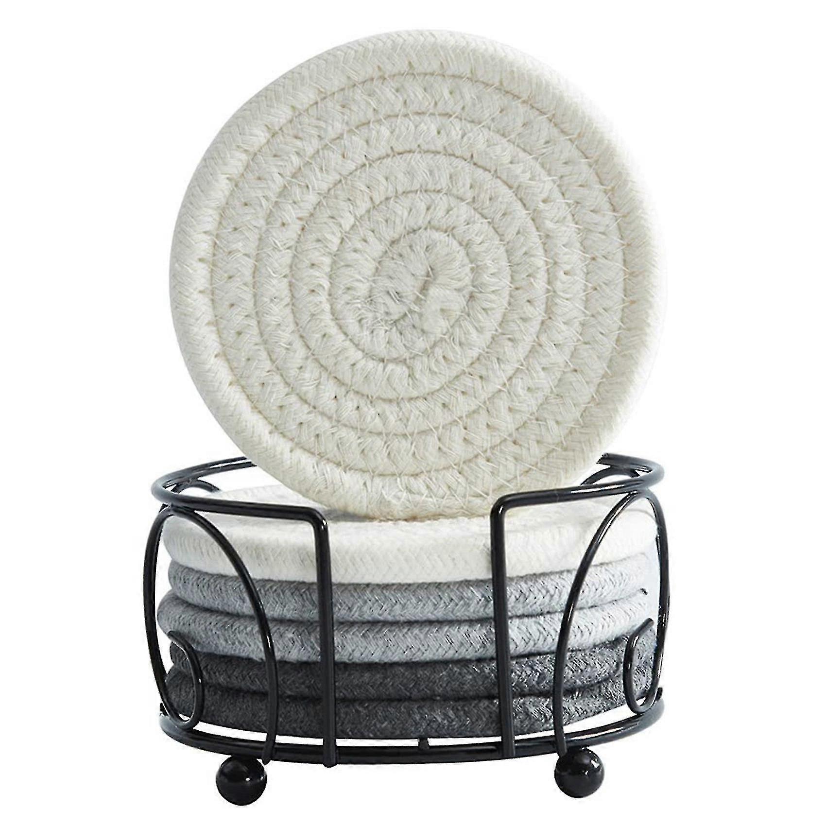 Coasters With Holder Handmade Braided Thick Cotton Rope