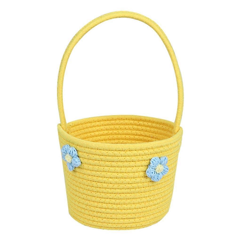 Cotton Woven Basket Bride Flower Baskets with Handle Wedding Handheld Baskets