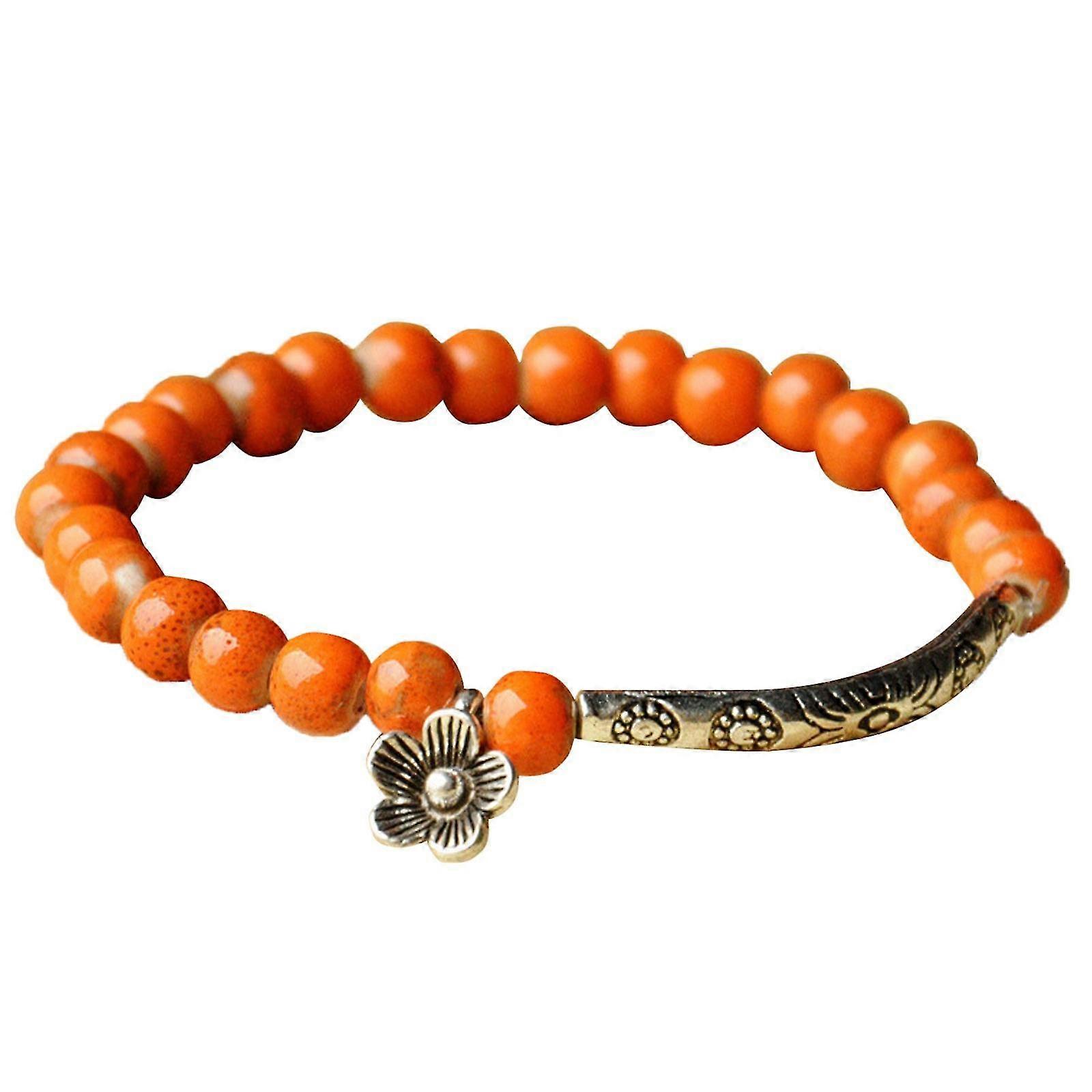 Women Multicolor Beads Shape Metal Stitching Bracelet